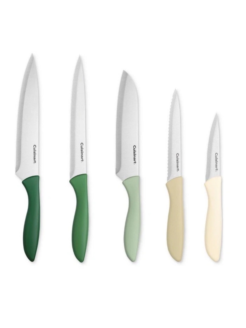 Cuisinart 5-Piece Knife Set – Dark Green, Light Green & Cream Handles